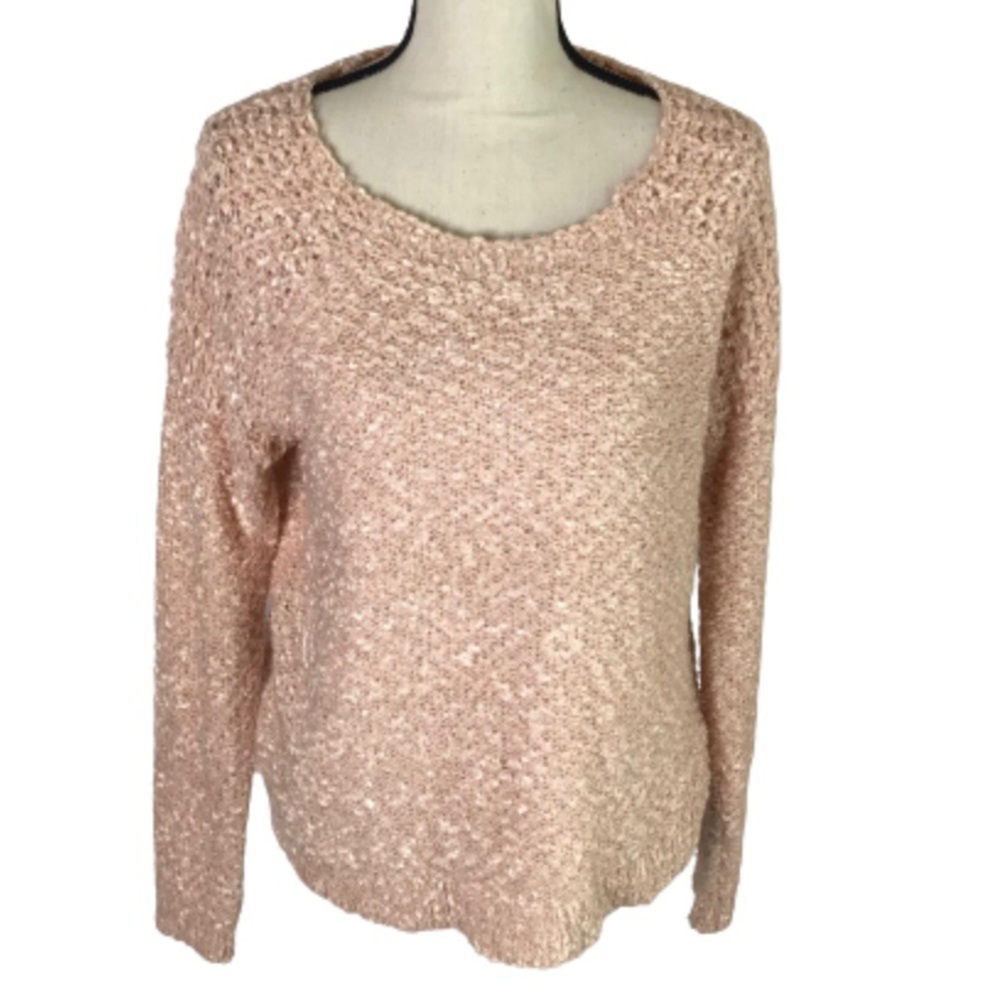 Forever 21 Peach Eyelash Knit Round Neck Sweater Medium